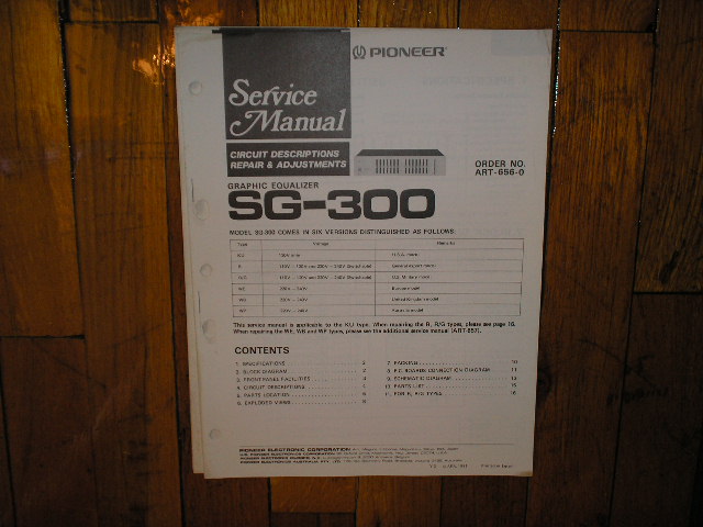SG-300 Graphic Equalizer Service Manual